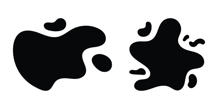 Organic fluid irregular blob shapes for modern creative design projects. Abstract blotch, inkblot and pebble silhouettes. Random amorphous amoeba fluid silhouette collection.  