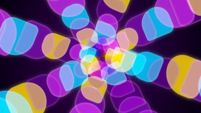 Abstract circular pattern with vibrant overlapping multicolored shapes