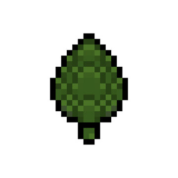 Green Artichoke Vegetable Retro Pixel Art Icon Isolated