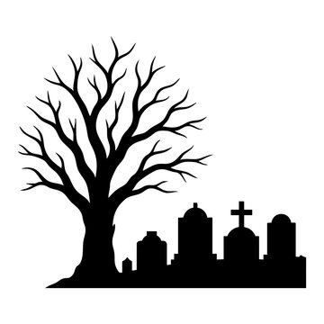 Graveyard silhouette vector