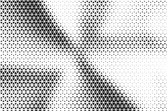 Abstract geometric halftone pattern with black triangles on a white background.