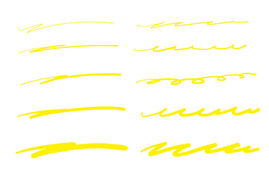手描きペンのアンダーラインセット 黄色