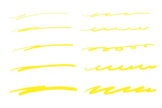手描きペンのアンダーラインセット 黄色