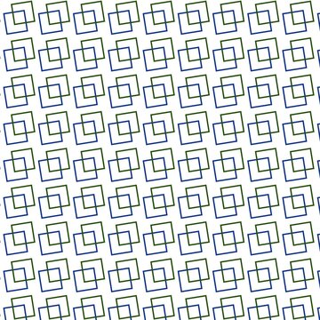 Geometric square pattern background, blue and green interlocking outlines, minimalist repeating tile design for textile print