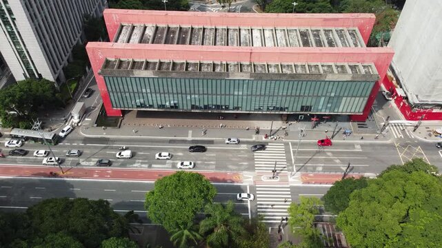 Aerial view of MASP and Paulista Avenue in S&atilde;o Paulo, Brazil