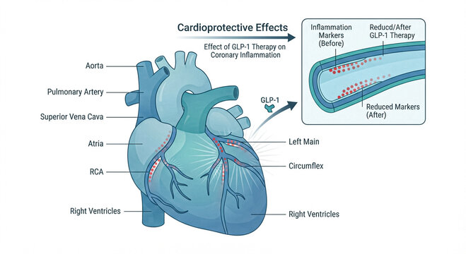 GLP-1 Cardioprotective Effects Heart Illustration