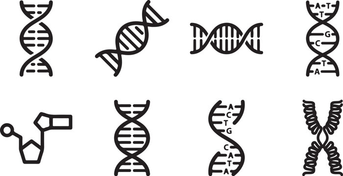 Set of dna and chromosome vector icons