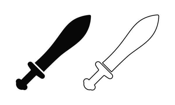Ancient sword icon in black and white for medieval or warrior themes.