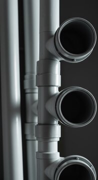 Durable white polyvinyl chloride pipes and molded connectors used widely for plumbing, drainage systems, and water management infrastructure needs ,PVC ,plumbing ,fluid