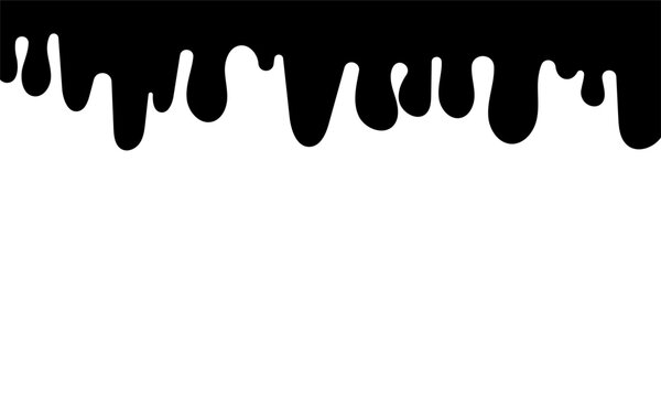 Black melting liquid drip border frame isolated on transparent background