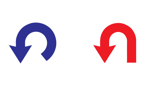 Blue and red arrows rotating in opposite directions transparent background