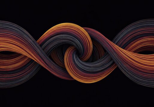Hypnotic, swirling digital lines create an abstract landscape of endless flow and continuous wave motion, symbolizing infinite, dynamic rhythm ,illustration ,geometry ,wallpaper