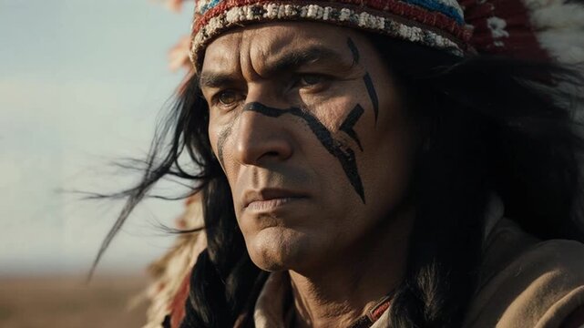 Comanche Native American Portrait in Traditional Clothing