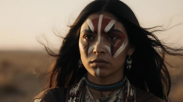 Comanche Native American Portrait in Traditional Clothing