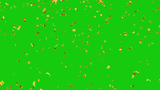 Celebration party confetti falling on ground floor against black background. multicolored confetti rain on alpha Chanel. 