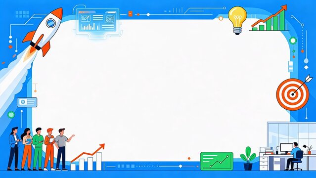 Business Growth and Innovation Concept with Rocket Launch and Team