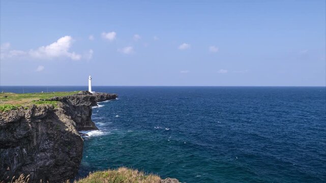 Cape Zanpa and Zampamisaki lighthouse in Okinawa Japan.	