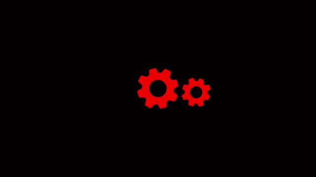 Animated setting line icon. Spinning gears animation. Setting cogwheel, gear spinning around animation. Gear set. rad gear wheel icons on black background. 