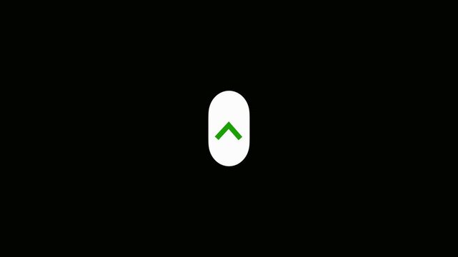 Sweep arrow icon for swipe up pointing upward concept with alpha channel .swipe up arrow icon, arrow animation on black background,