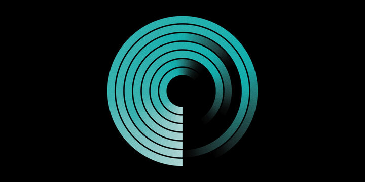 Concentric turquoise circles isolated on background