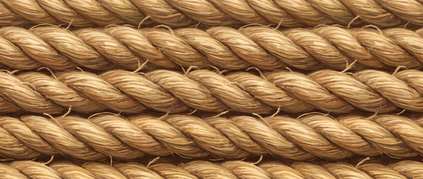 Rows of natural braided jute rope as a detailed texture