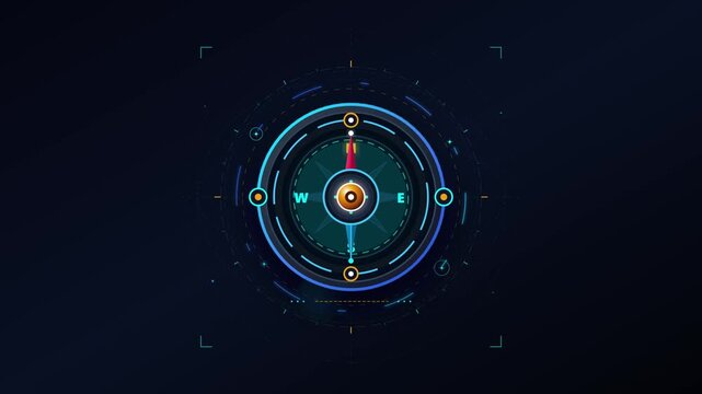 Futuristic Digital HUD Compass Interface Animation