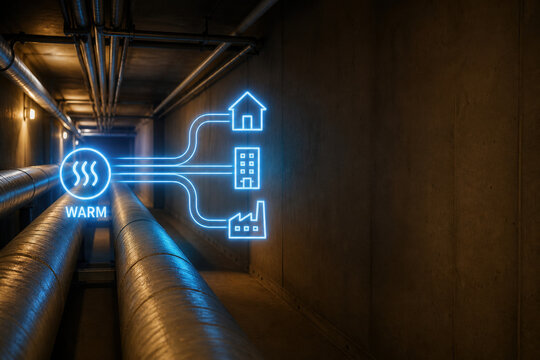 District Heating Network Distributing Warmth Hologram for Efficient Buildings Urban Energy and Low Carbon Infrastructure