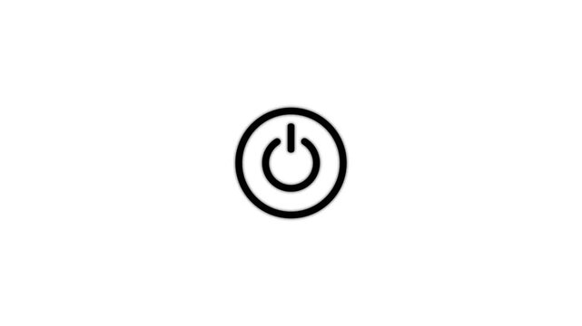Black icon power reset button sign animation. Abstract screen saver, live wallpaper, loop on white background, alpha channel,Abstract power button icon animation. start turn on off button animation.