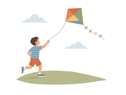 Child Flying a Kite Outdoors on a Sunny Day