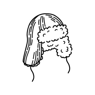 A simple black and white line art illustration of a traditional winter ushanka hat with fur trim, isolated on a white background