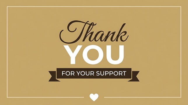Elegant thank you message with decorative gold accents on brown background