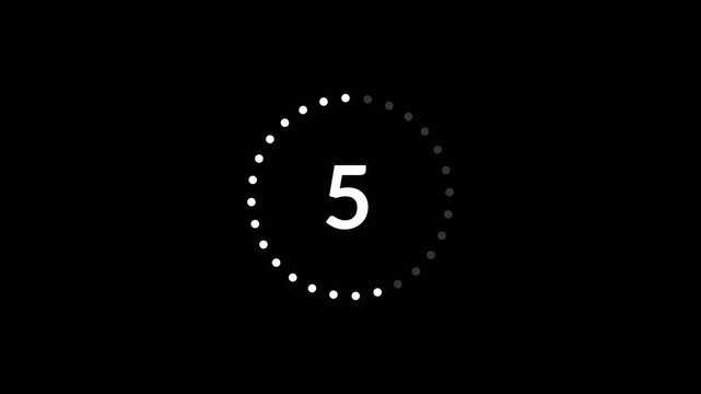 10 second countdown animation from 10 seconds to 0 seconds on a transparent background. 10 second to 0 second countdown timer, 4k video.