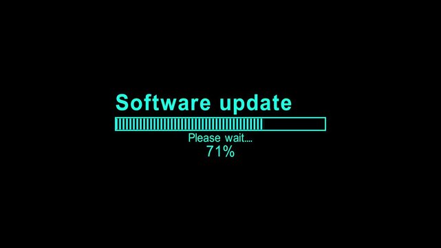 Software update on computer screen with futuristic Black progress bar loading bar animation