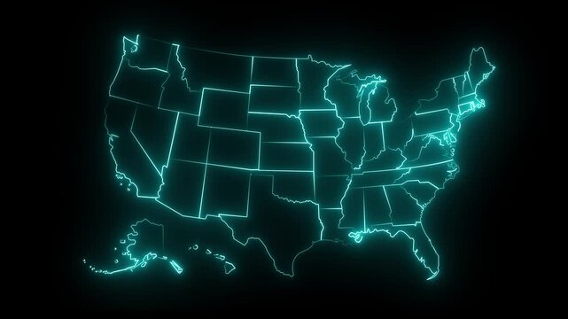 Animated Outline Map of United States of America with States