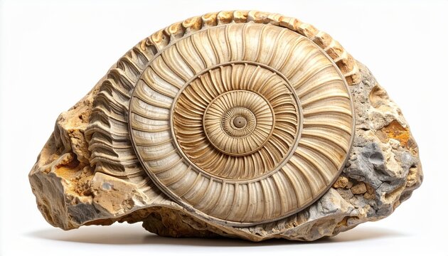 Exquisite fossilized ammonite shell embedded in ancient sedimentary rock formation
