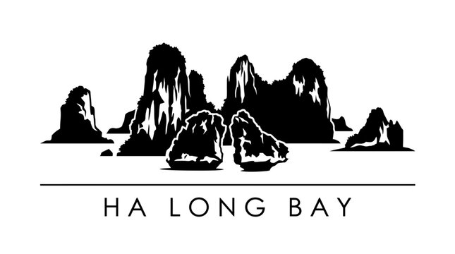 Ha Long Bay Vietnam limestone islands silhouette.