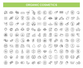 Fototapeta premium Natural Cosmetics and Skincare Icons Set
