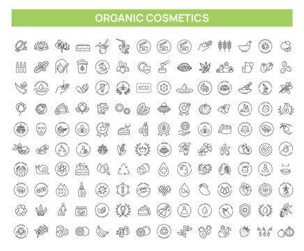 Natural Cosmetics and Skincare Icons Set