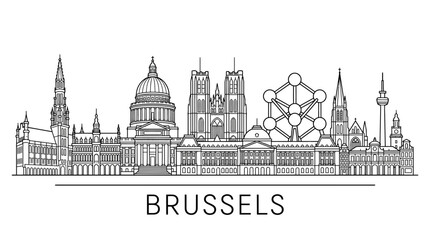 Fototapeta premium Brussels Belgium skyline minimalist line art