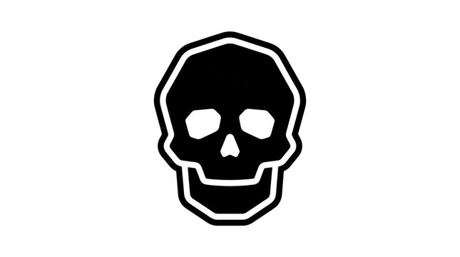 Minimalist black skull icon graphic vector illustration design element for modern edgy branding and digital art projects