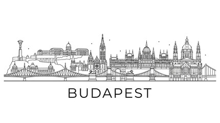 Fototapeta premium Budapest Hungary skyline line art city outline