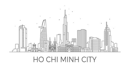 Obraz premium Ho Chi Minh City Vietnam skyline line art