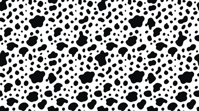 Seamless black and white dalmatian dog spots pattern full frame texture