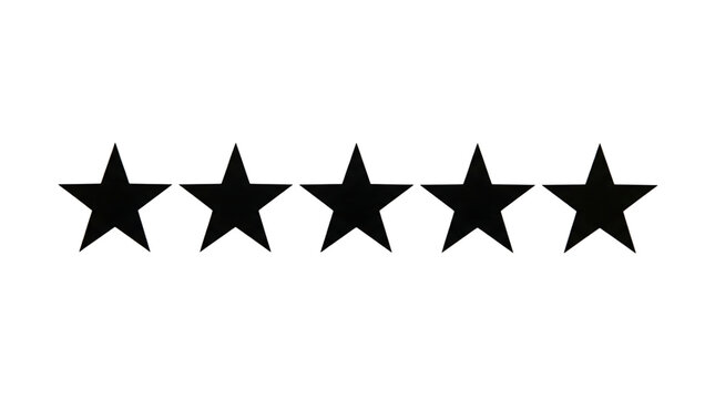 Five black star icons in a row