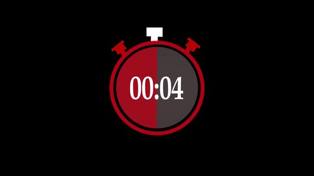 10 seconds countdown, Analog of simple clean timer motion graphic with text numbers, pause exercise, animated icon on a black background. timer animation from 10 seconds to 0 seconds. 4k