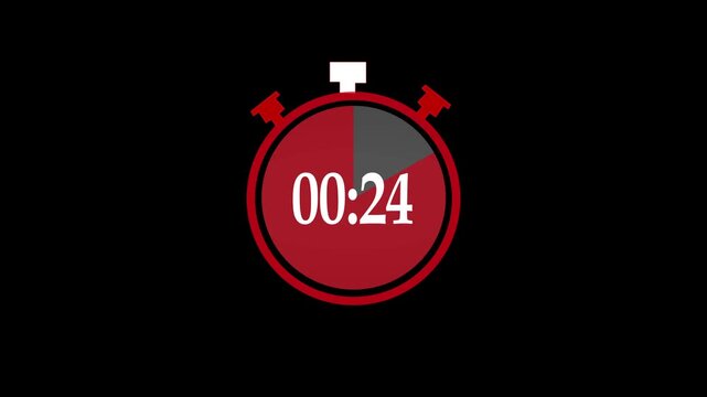 30 seconds countdown, Analog of simple clean timer motion graphic with text numbers, pause exercise, animated icon on a black background. timer animation from 30 seconds to 0 seconds. 4k