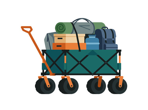 Camping Wagon Full of Gear Isolated