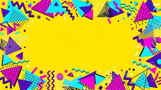 Vibrant geometric triangle and dot pattern on bright yellow background for modern design projects