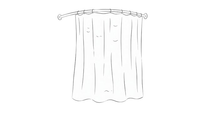 
Minimalist Line Art Shower Curtain and Rod Illustration`
