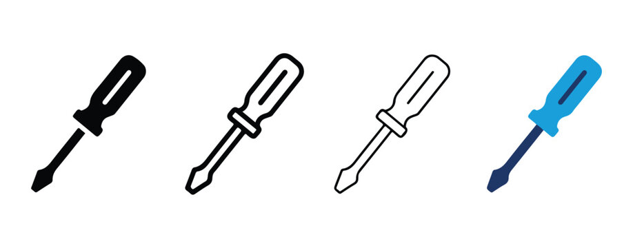 screwdrivers with various handle designs isolated on transparent background